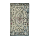 Handmade turkish 1970s 182 cm x 296 cm blue carpet