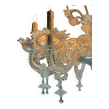 Venetian chandelier in colorless murano glass, 12 light arms, circa 1900