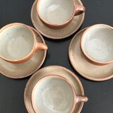 Coffee cups and under cups in gres vintage 1970s - set of 4 cups and under cup