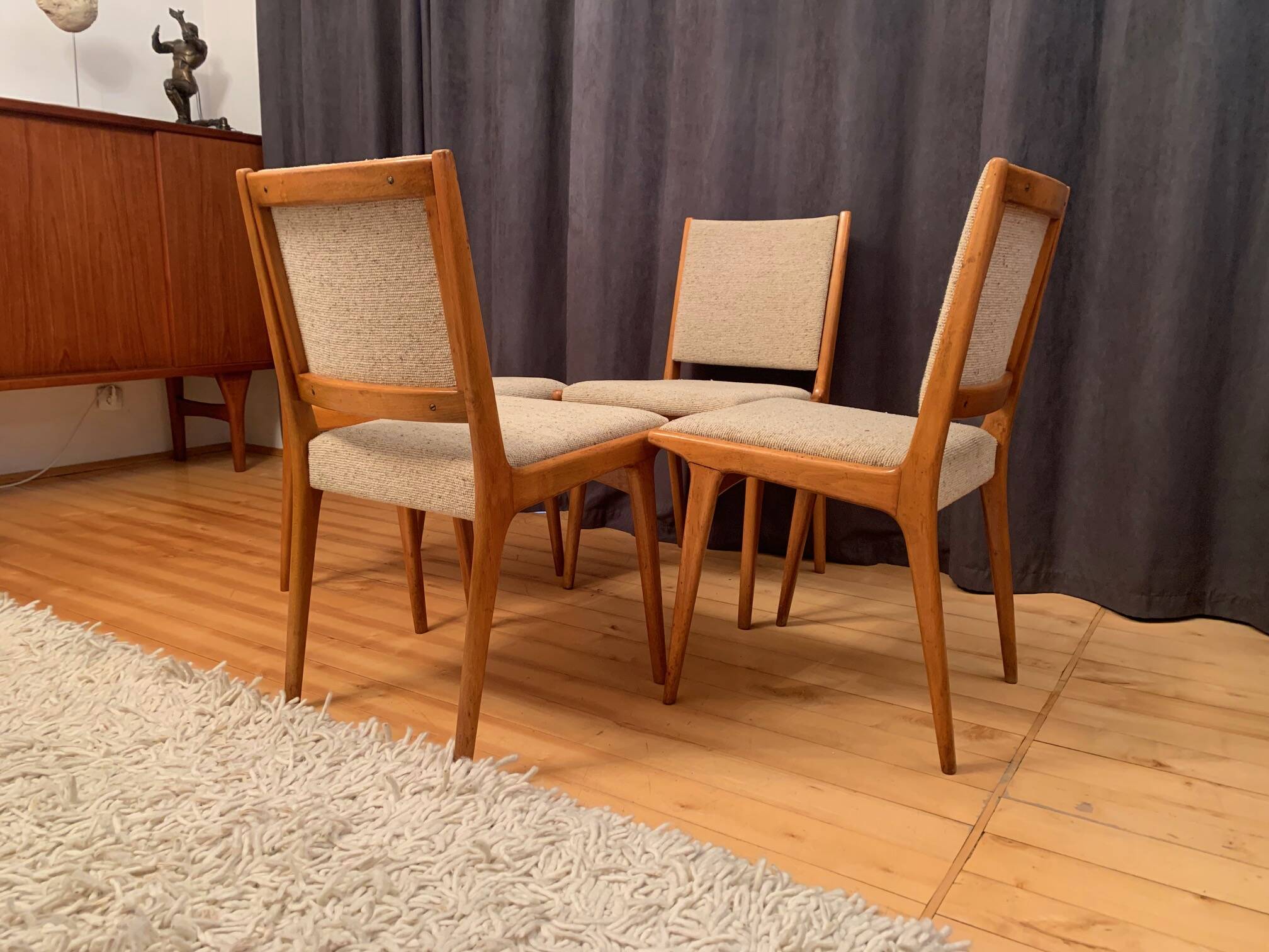 Set of four Cane Back chairs designed by Jens Risom, JO Carlssons, Sweden, 1950s