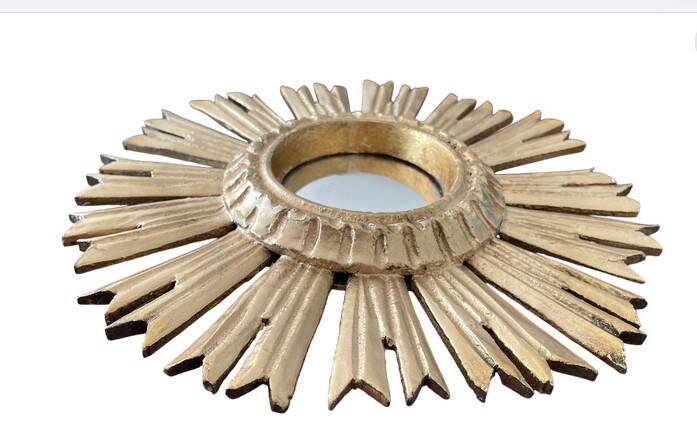 Miroir soleil en bois doré « œil de sorcière »