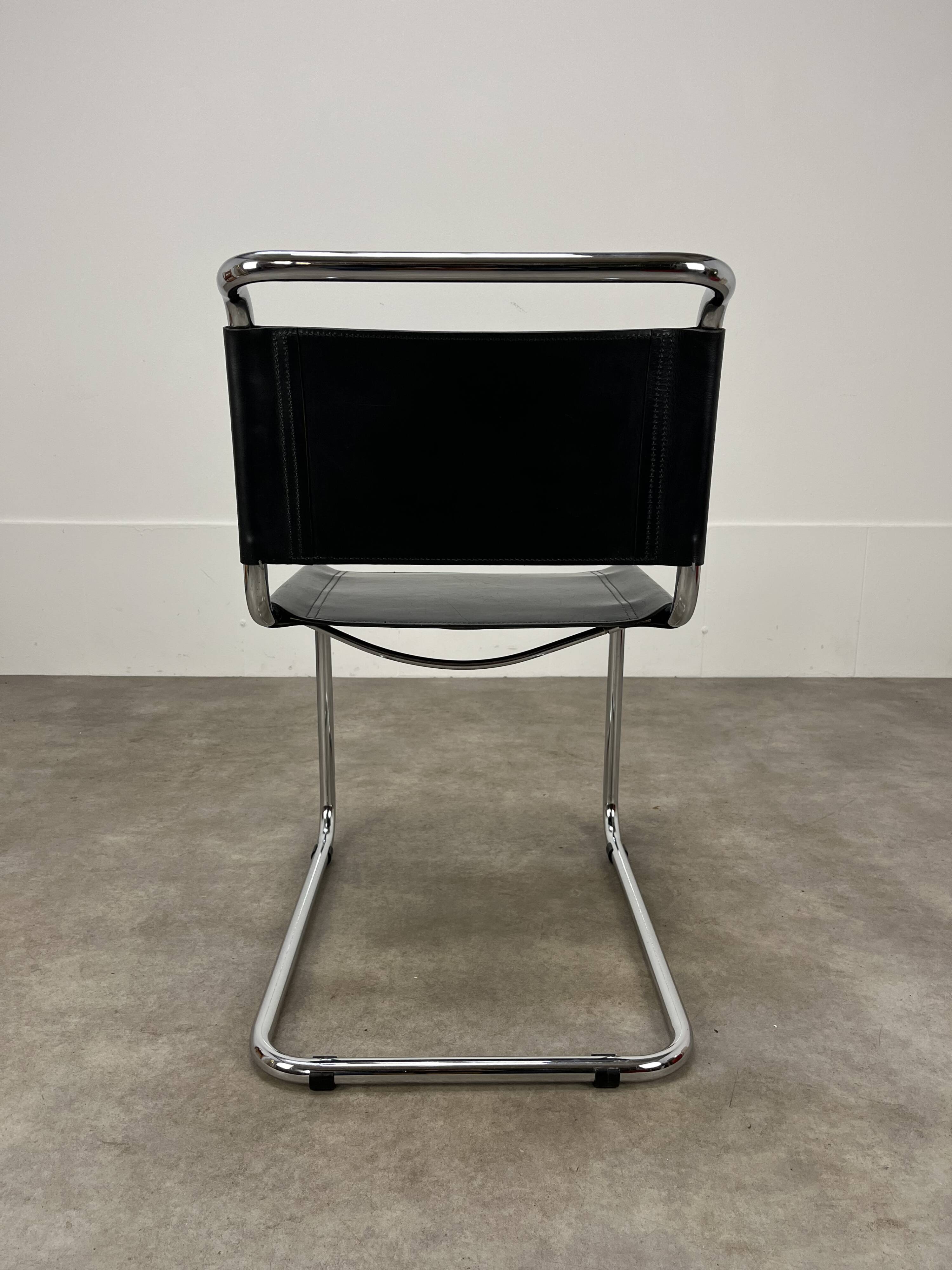 B33 chair black leather, 1980, Marcel Breuer