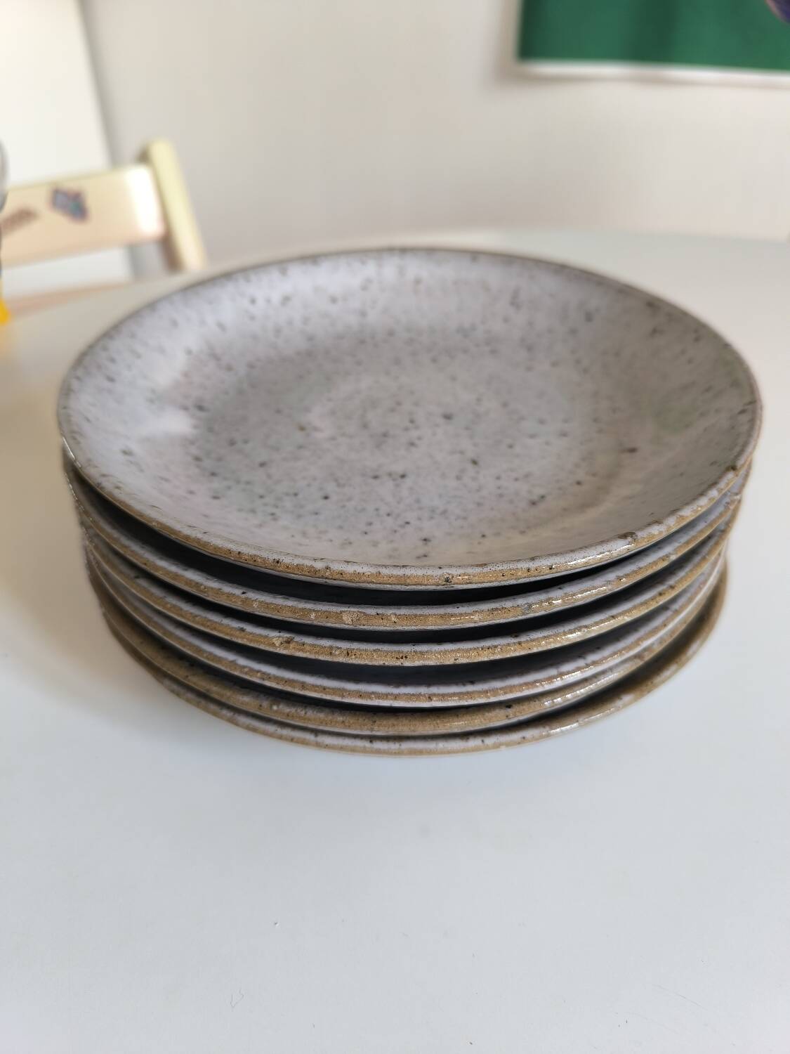 Set of six glazed stoneware plates