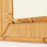 1970s wall mirror in rattan and cane, Spain