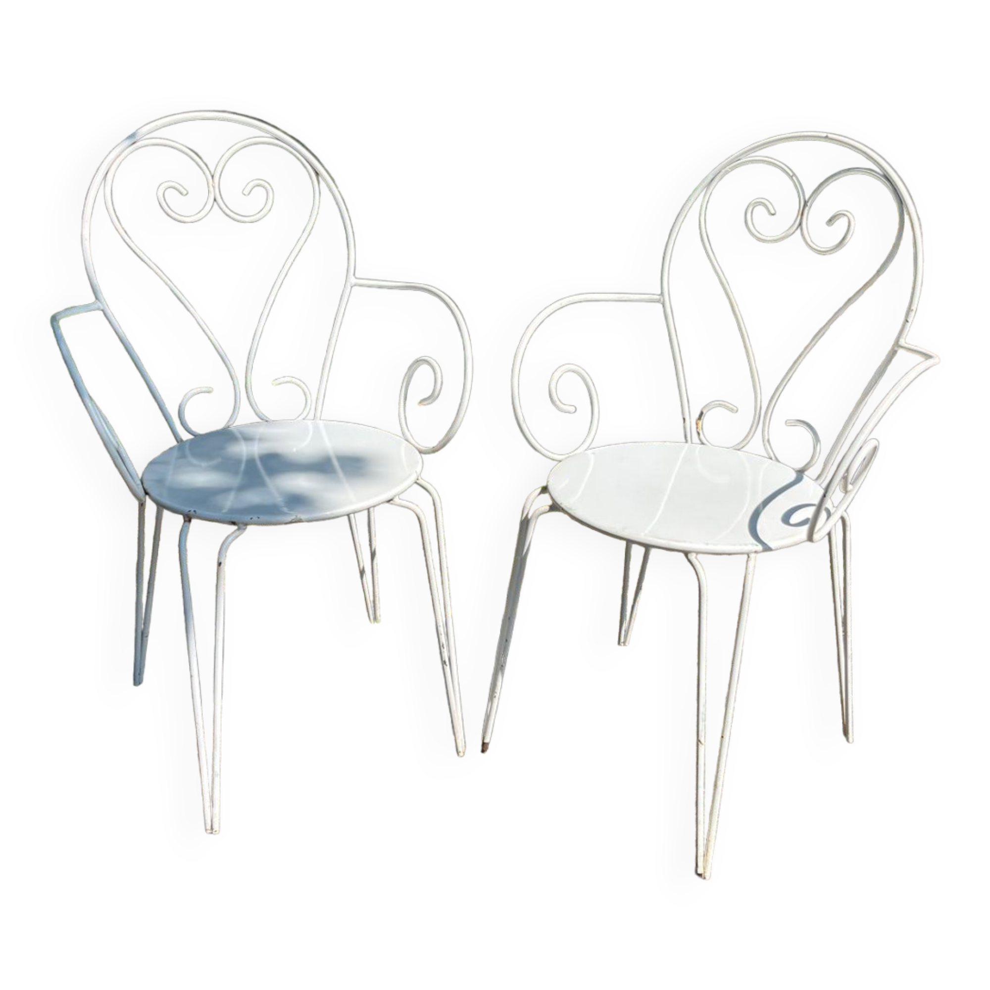Paire de fauteuils de jardin métal vintage