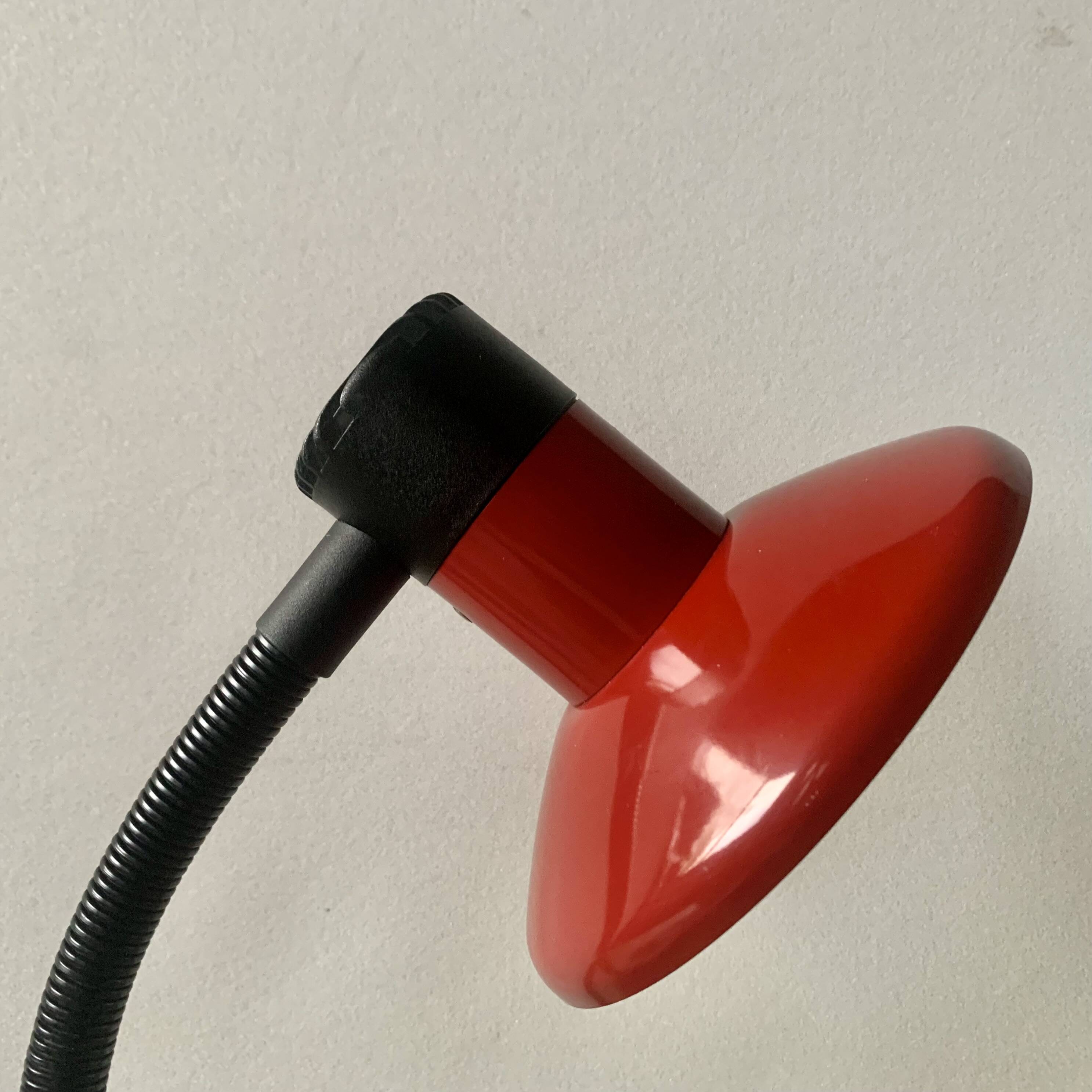 Vintage red and black metal desk lamp