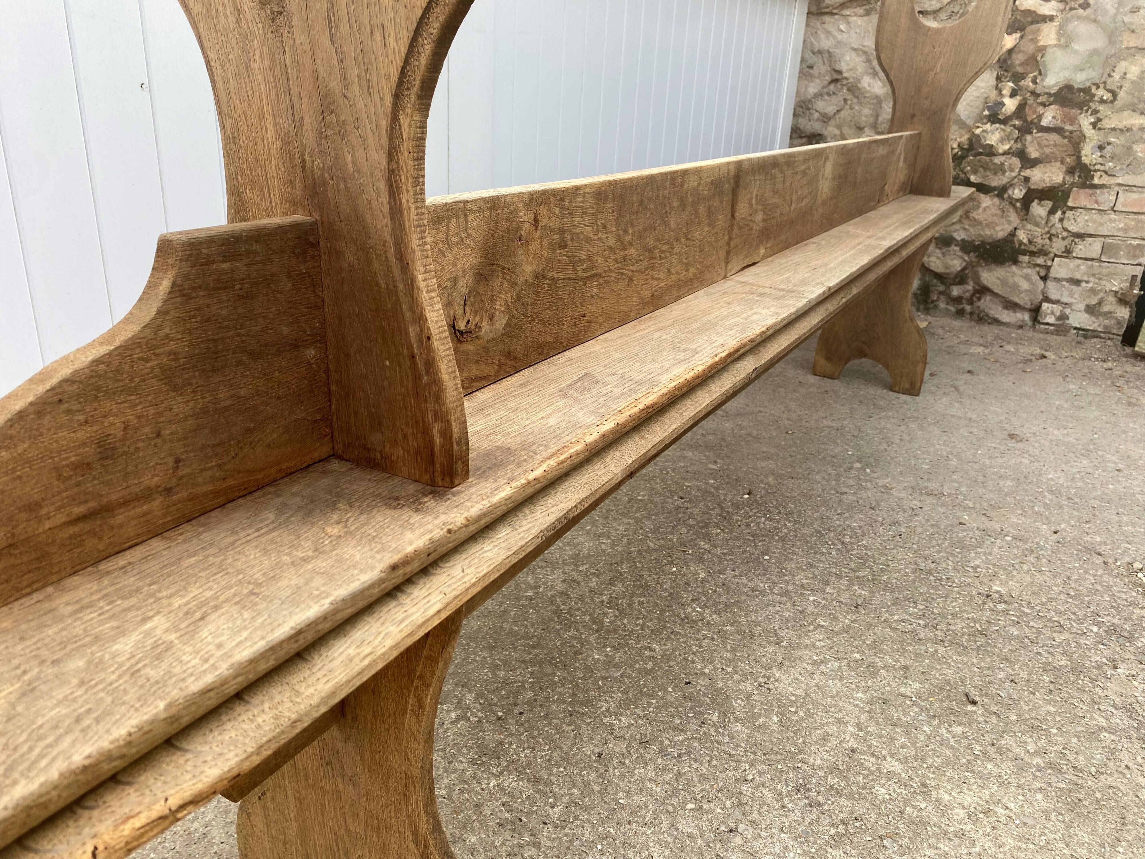 Pair of solid oak wood farmhouse benches 250cm rustic 1900