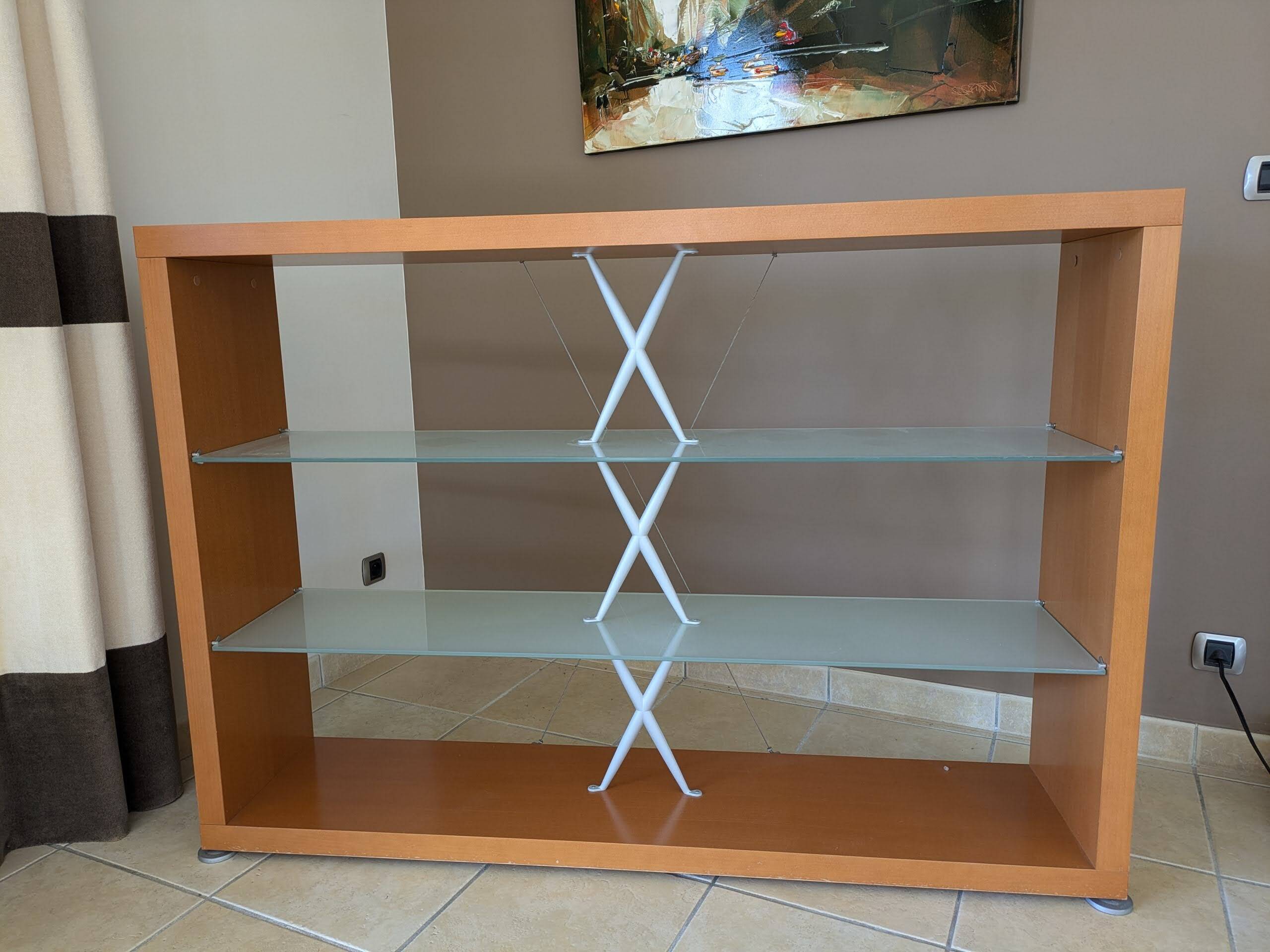 Etagère Designer Pascal Mourgue - en verre trempé et bois - Cinna Roset
