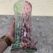 Large glass vase manufactured in Clichy around 1920 . Blown with cane
