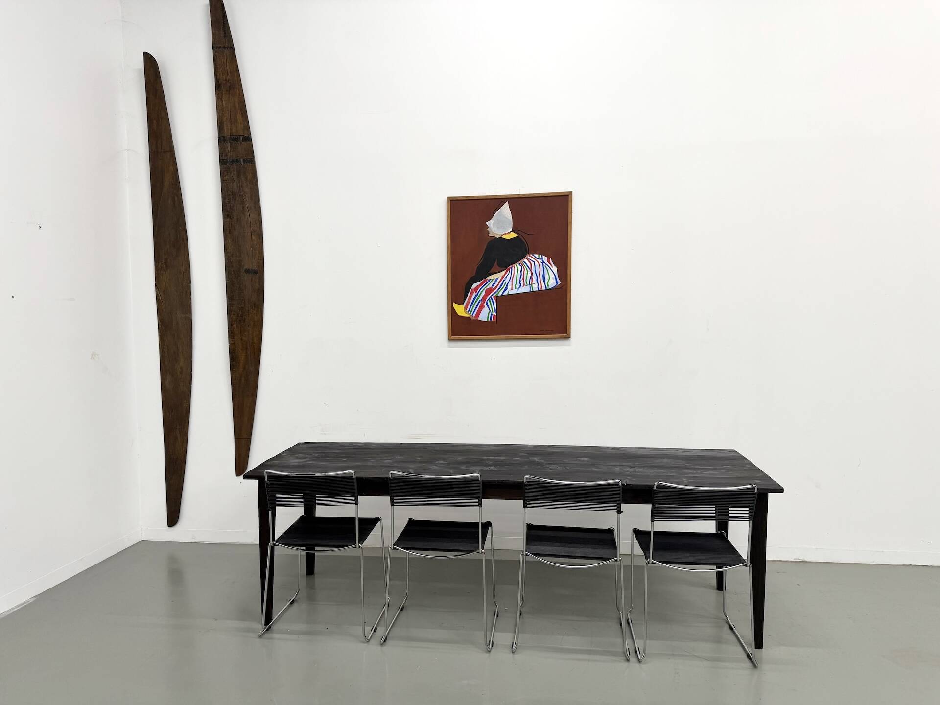 Large 1950s Farm Table in Burnt Wood (Shou Sugi Ban) – L245 cm