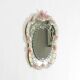 Italian mid-century wall mirror with a Murano glass frame and blossoms