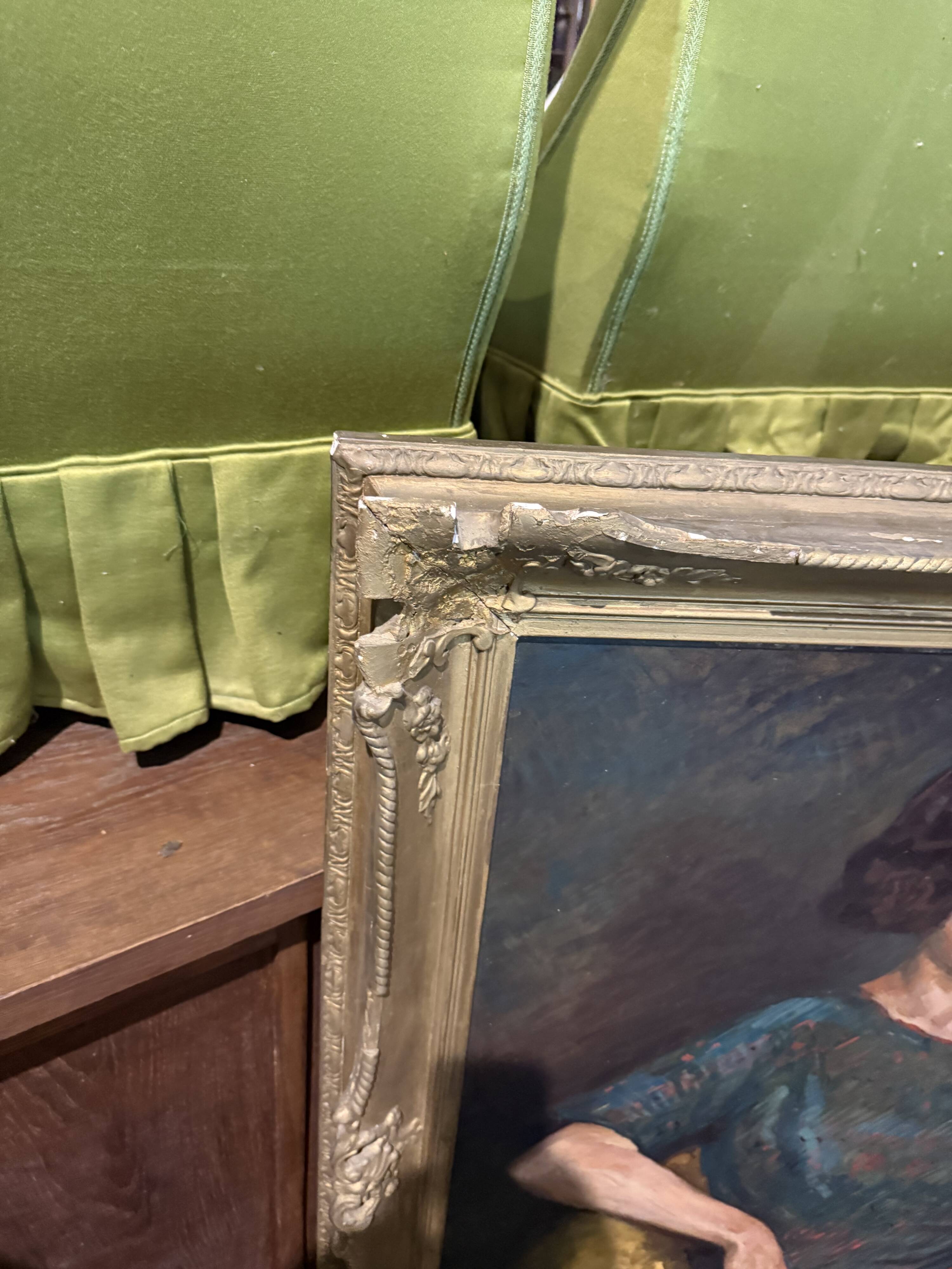 Oil painting portrait on canvas from the 19th century.