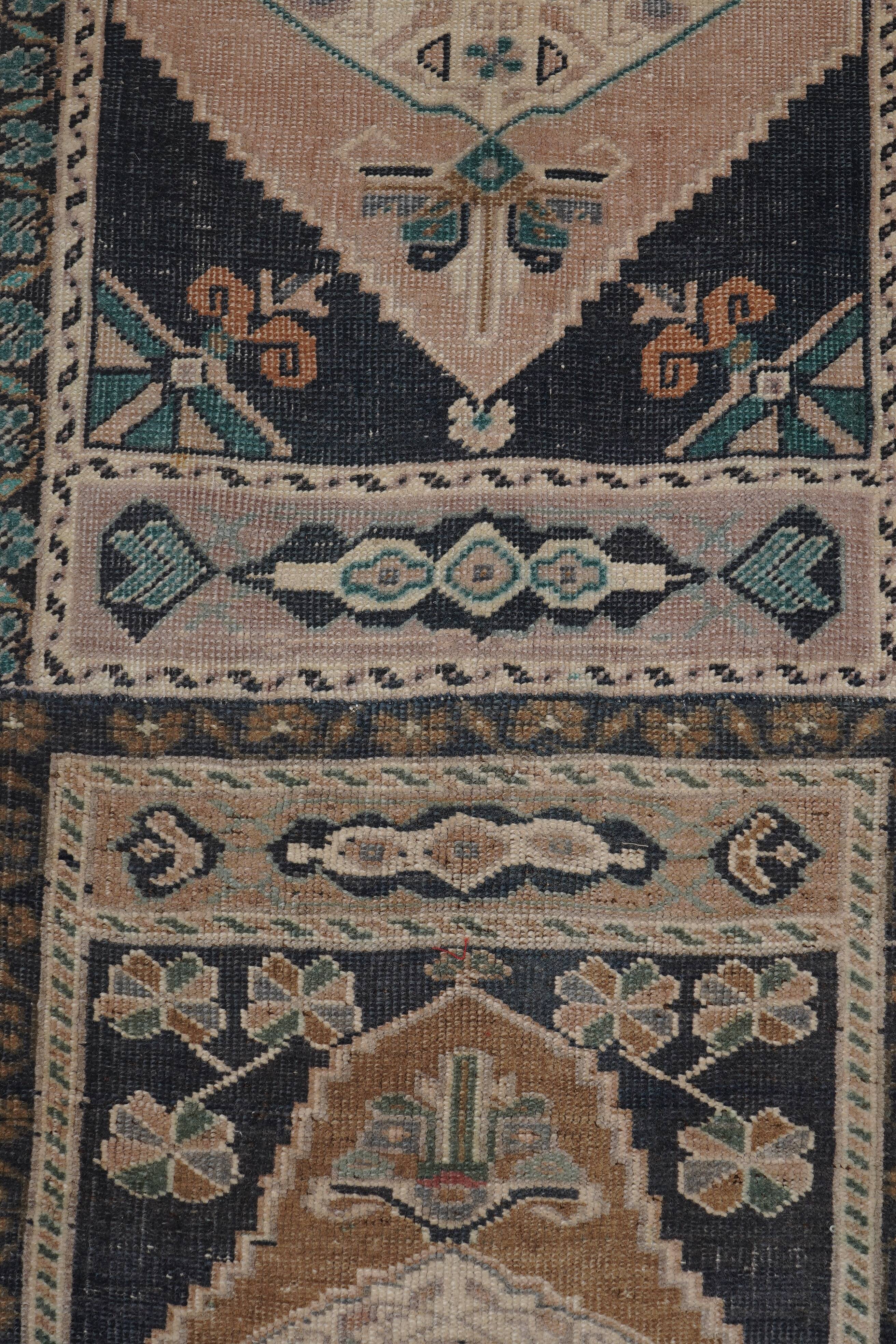 Vintage Turkish Oushak Rug Handwoven 59x200 cm