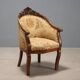 Antique walnut and fabric armchair, Italy, 19th century