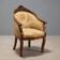 Antique walnut and fabric armchair, Italy, 19th century