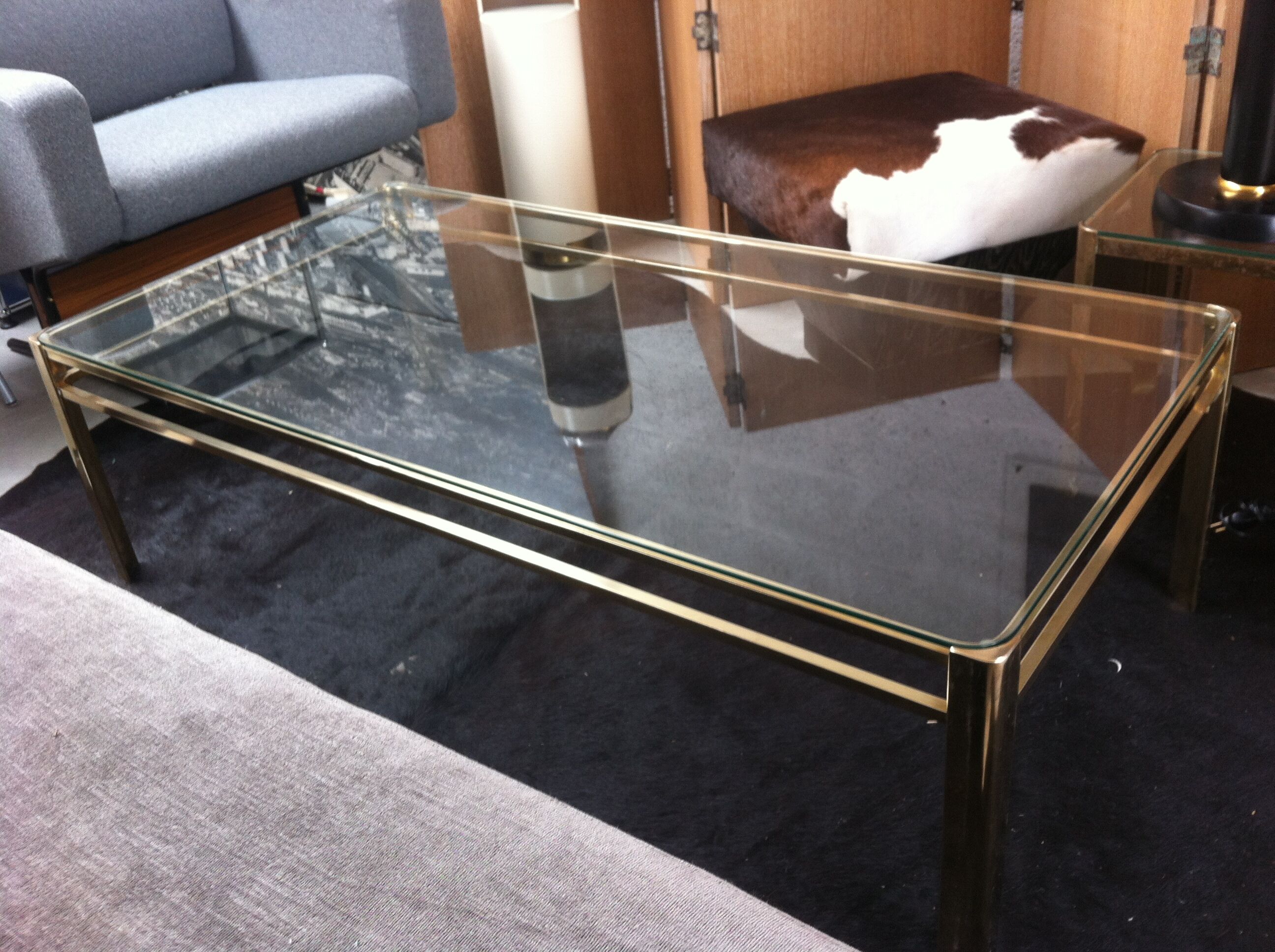 Coffee table Maison Malabert bronze & glass