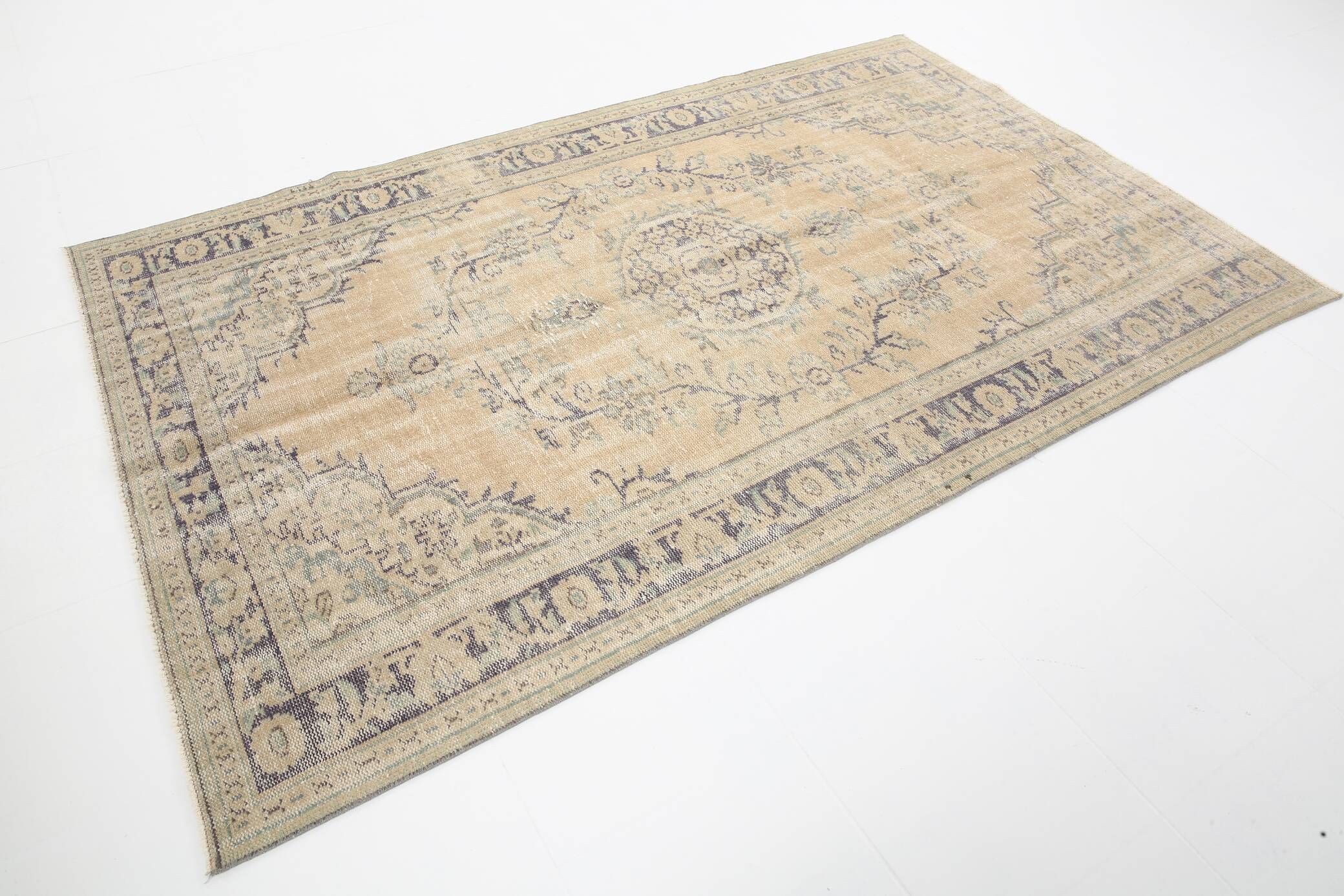 5x9 Beige & Blue Handmade Wool Turkish Rug, 166x272Cm SK 2401 FREE SHIPPING
