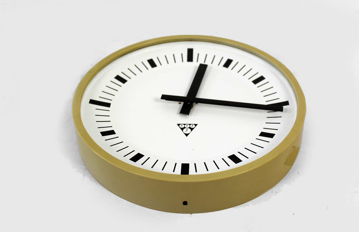 Railway gold Factory Clock from Pragotron, 1970's