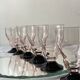 6 petits verres à vin ou à eau art déco rose et pied noir 8 cl