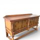 Mechelen Spanish sculptured sideboard / leather covered panels with decorated nails / 1960s