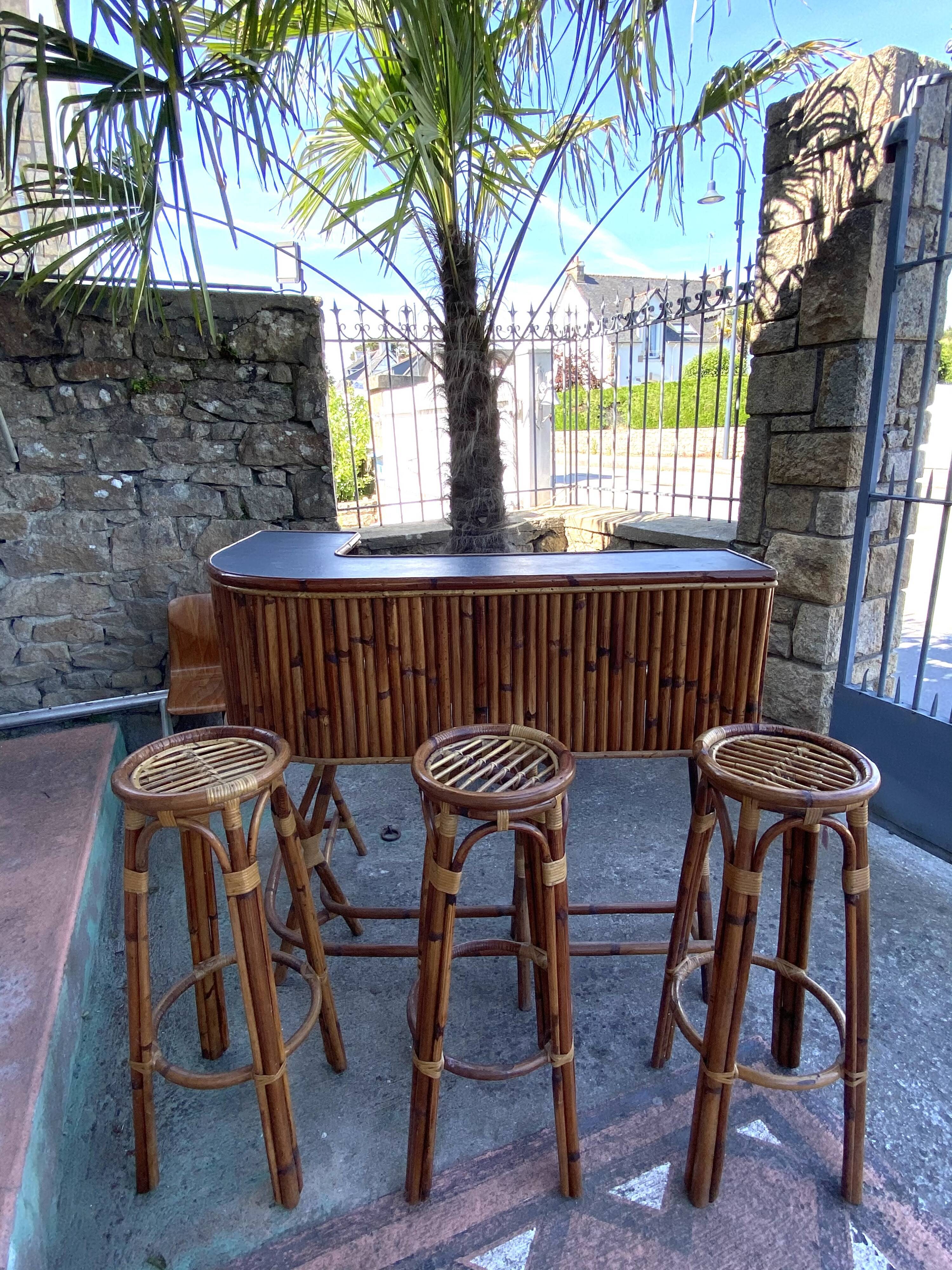 Vintage rattan bar around 1960