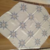 Old blue embroidered tablecloth