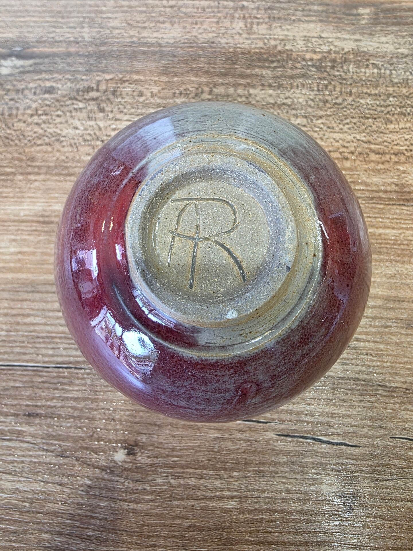 Red ceramic ball vase soliflore by Alain Rufas, Vallauris