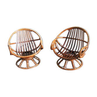 Rattan swivel chairs