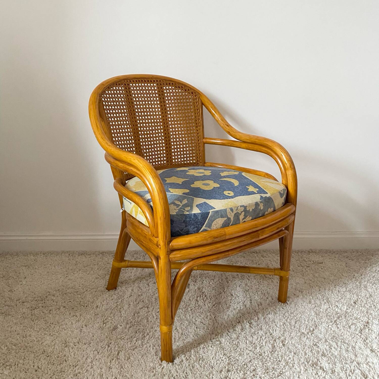 Roche bobois rattan and bamboo armchair