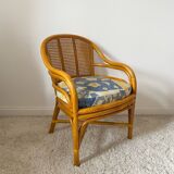 Roche bobois rattan and bamboo armchair