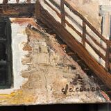 Huile sur toile par Claude Claveau Le Chalet des Chasseurs 1995