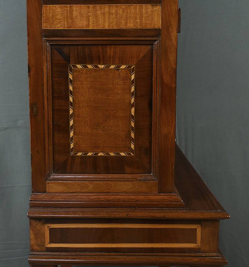 Rare small marquetry display cabinet, louis xvi style – mid 19th century