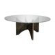 Brutalist coffee table in aluminium and glass
