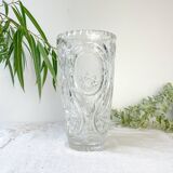 Vintage crystal vase with chiseled pattern