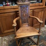 Caquetoire armchair in solid walnut carved Renaissance style