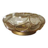 Plafonnier en verre ambré doré années 70