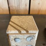 Cerrie Nestore travertine ashtray and table lighter set