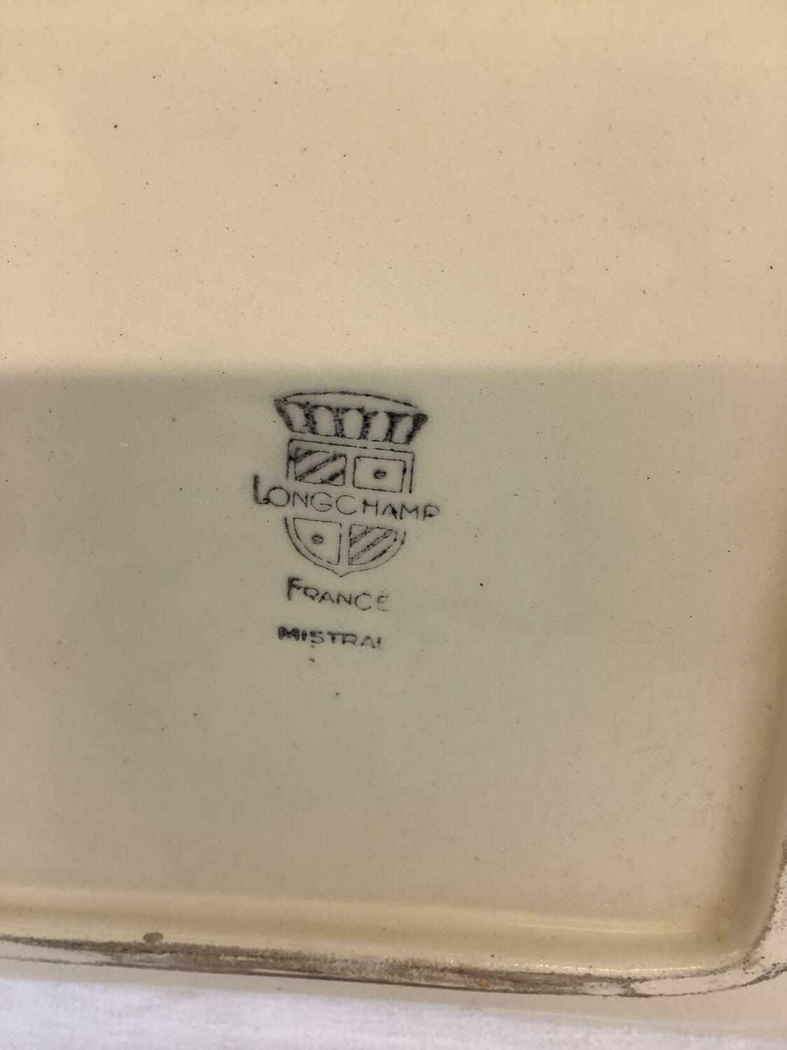 Old hollow square dish with handles made in France Longchamp