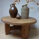 Brutalist Wabi-Sabi Design Handcrafted Round Oak Coffee Table, Netherlands 1960's