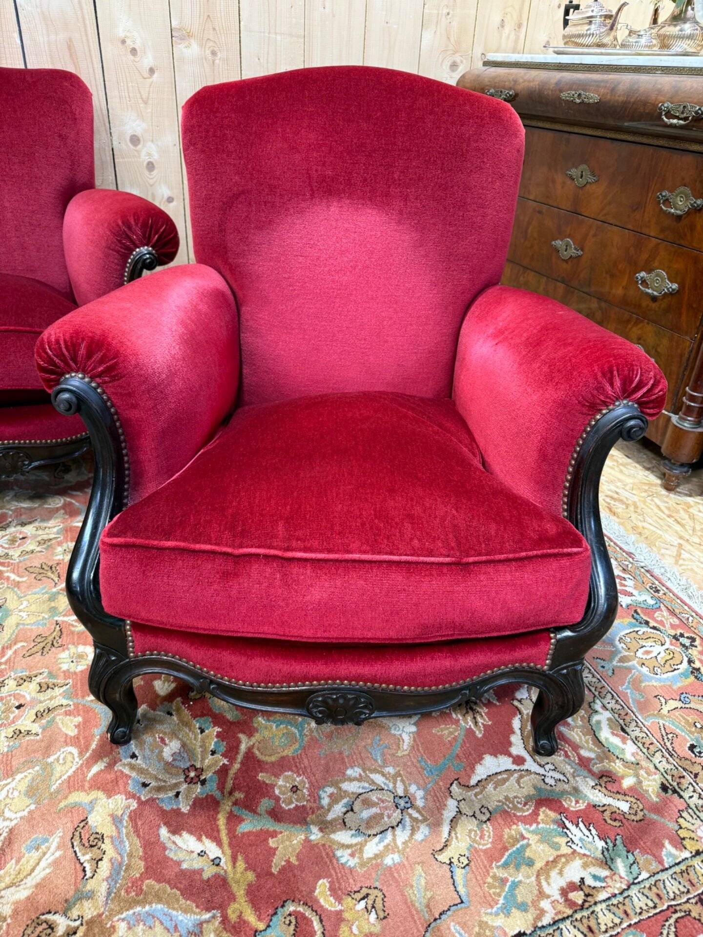 Salon canapé et paire de bergères de style Napoléon III
