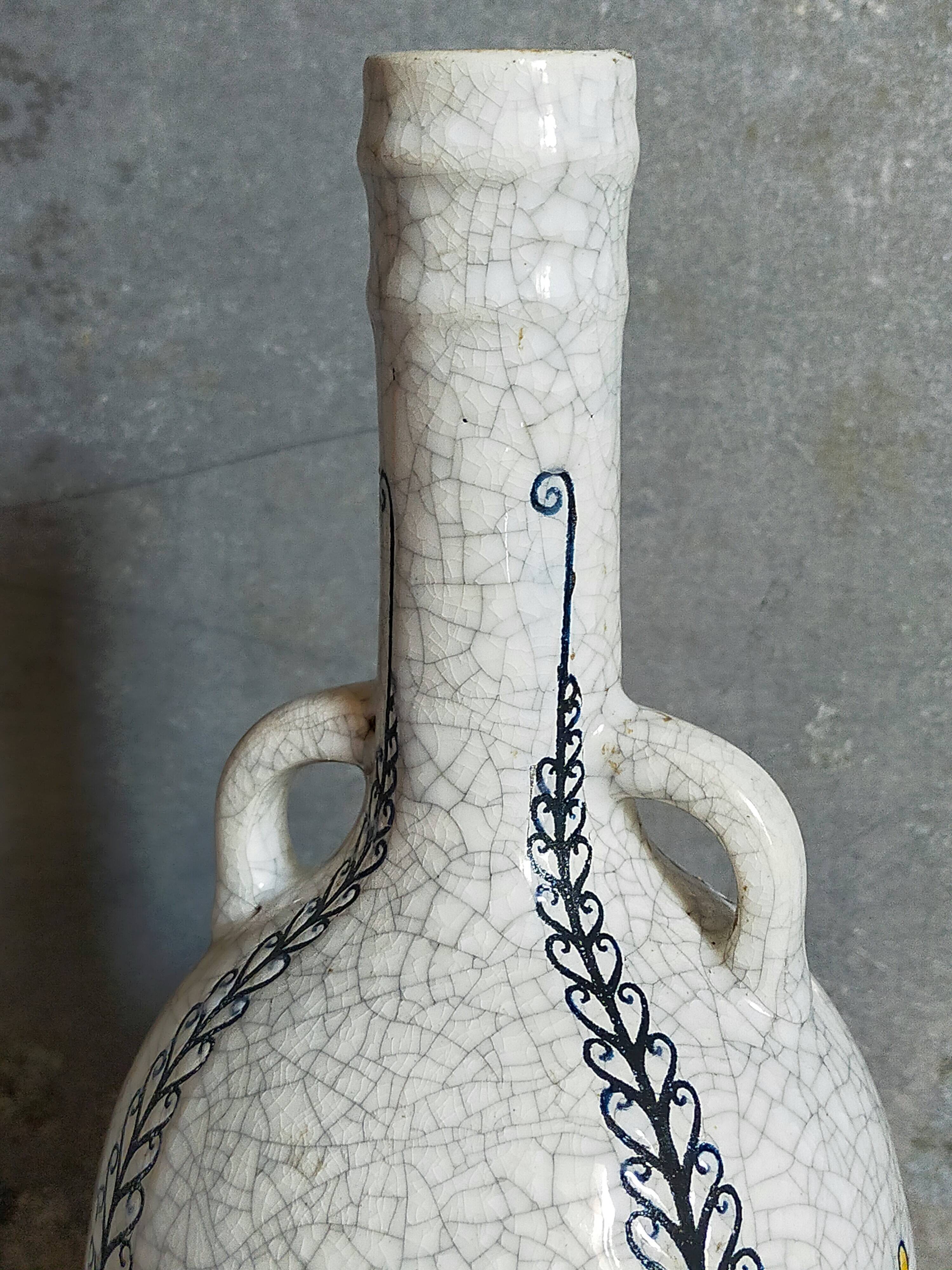 Soliflore bottle vase in fine earthenware boch frères la louvière-keramis early 20th century