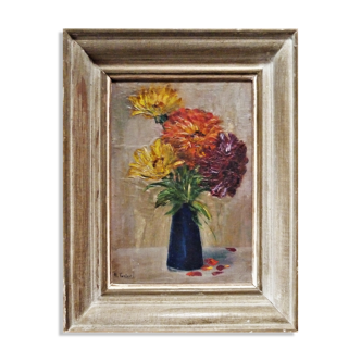 Oil painting, bouquet of flowers, signed Tartavel.