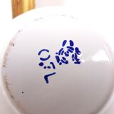 Teapot enamel white and blue