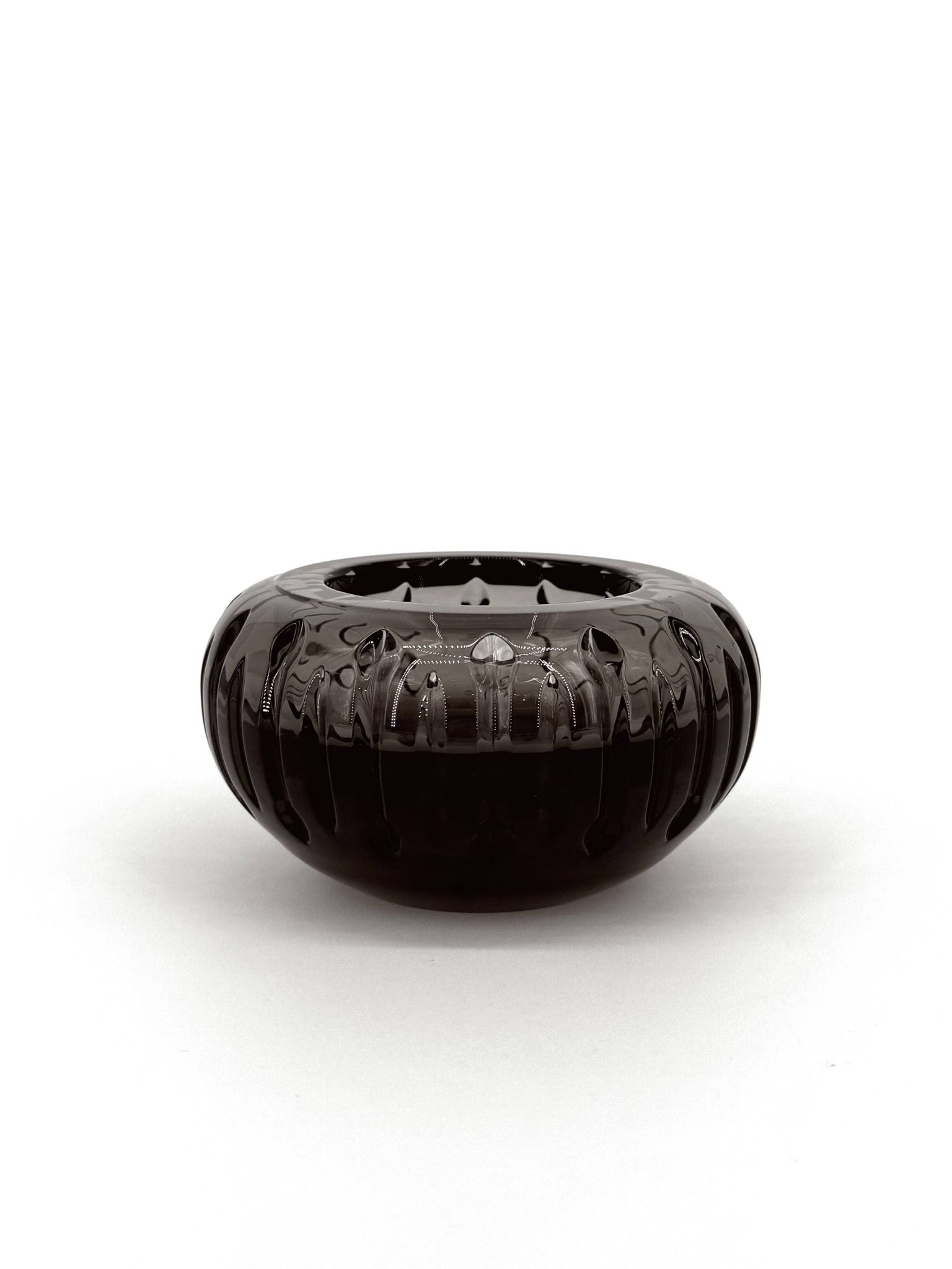 Smoked crystal tealight holder attributed to Daum, 70s