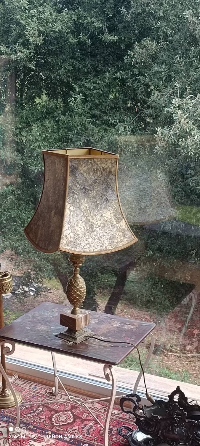 Bronze and marble pineapple lamp, vintage 1960s/70s.