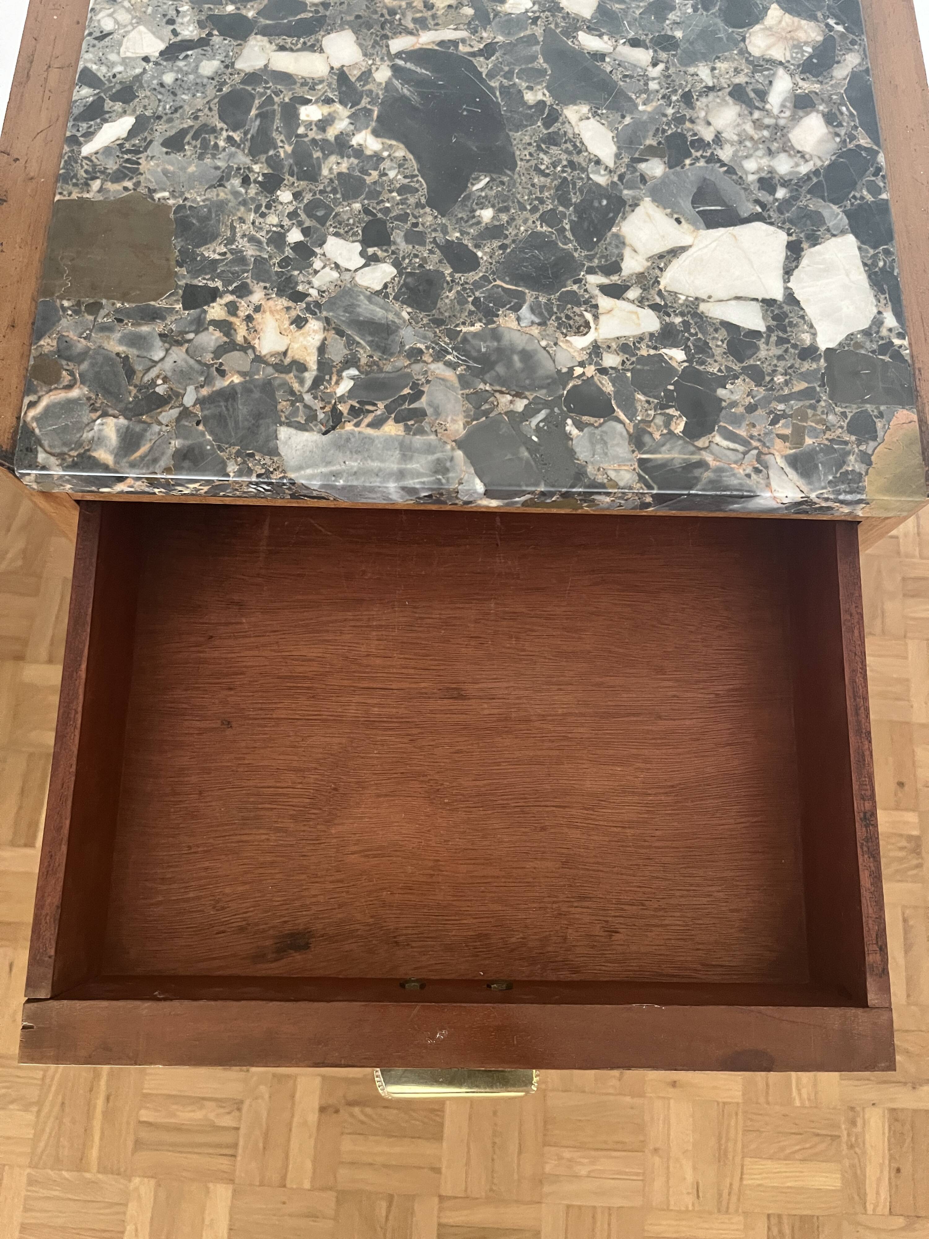 Walnut burr bedside table, French Art Deco, 1920s/30s.
