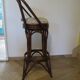Set of 2 swivel bar stools / chairs - wood - cane - rattan - 80s