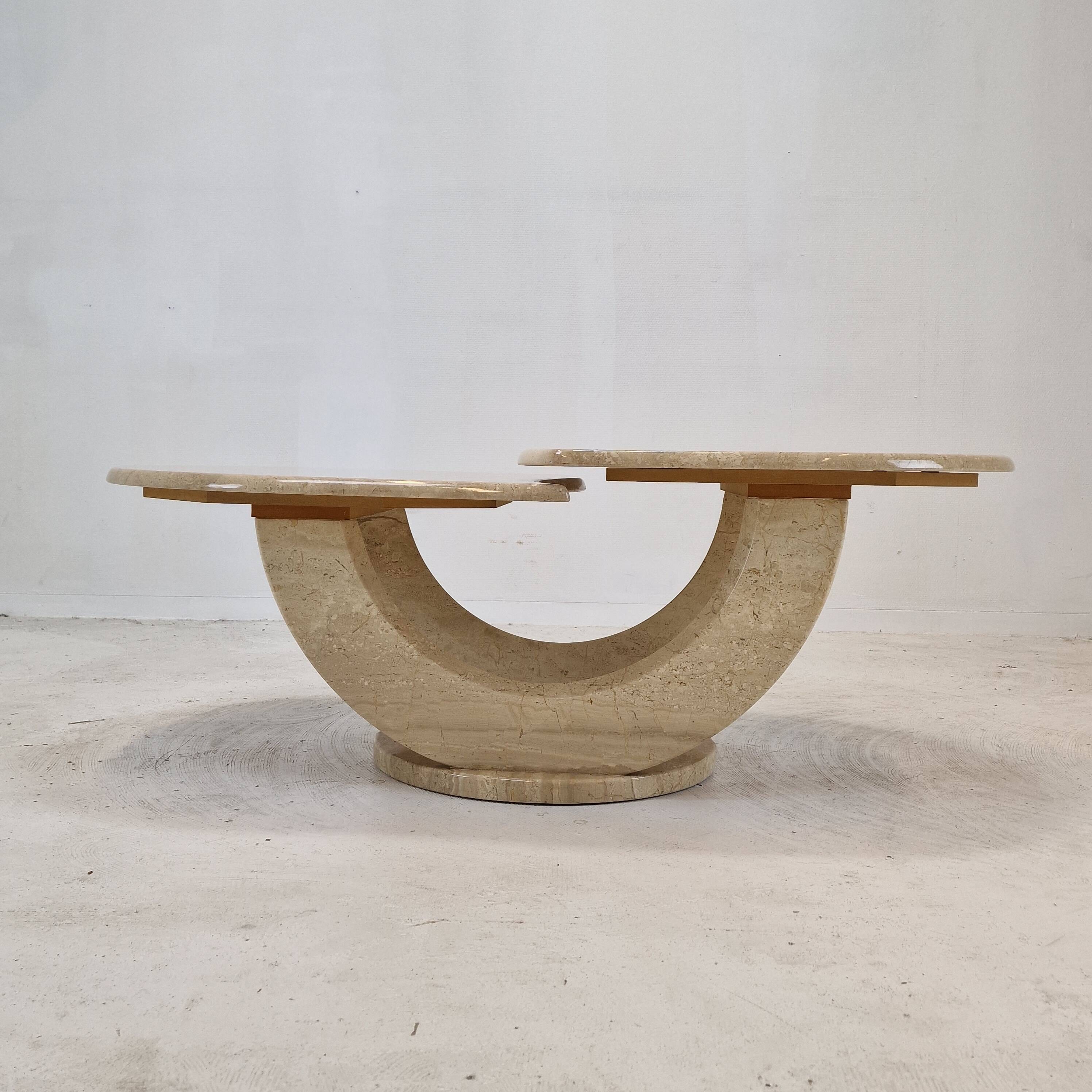 Italian travertine coffee table, 1980s