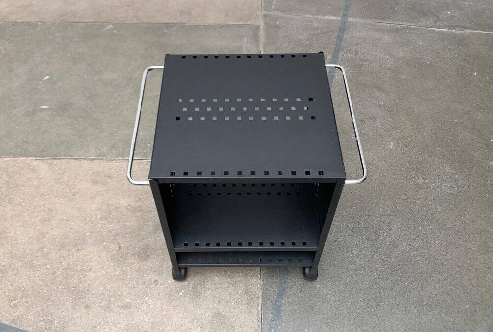 Postmodern perforated metal service trolley, 1980s