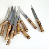 Set of 12 knives with bamboo handle